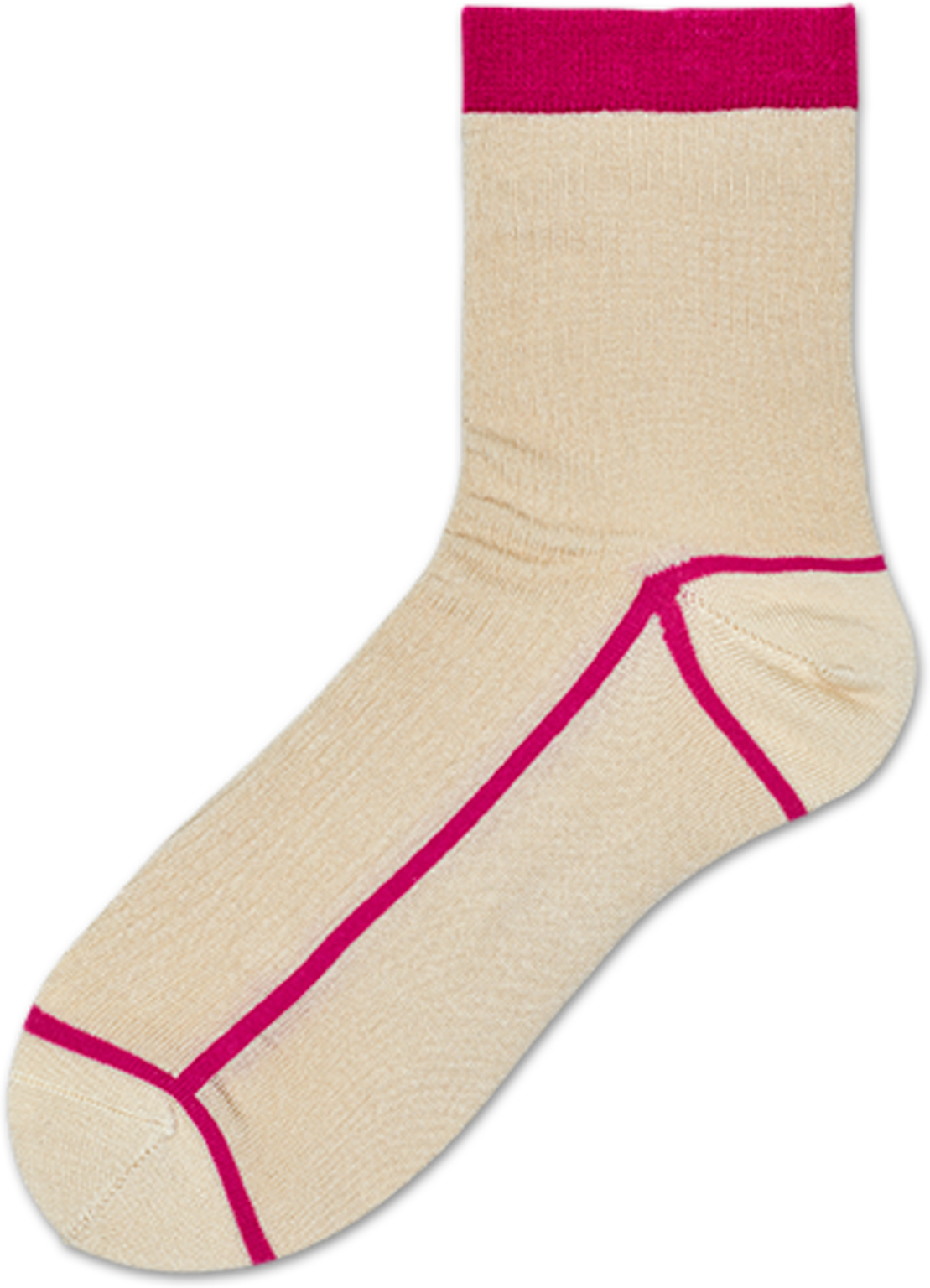 Hysteria Lily Rib Ankle Sock - Pink,Beige - Women