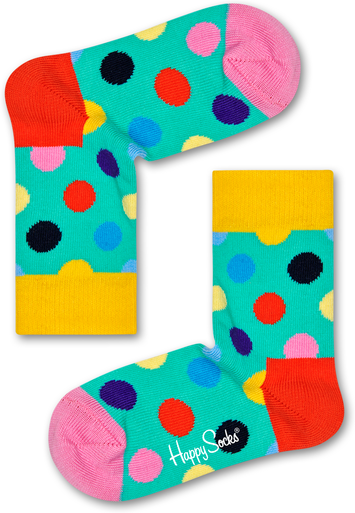 Happy Socks Kids Big Dot Sock - Pink,Red,Yellow,Turquoise - Kids