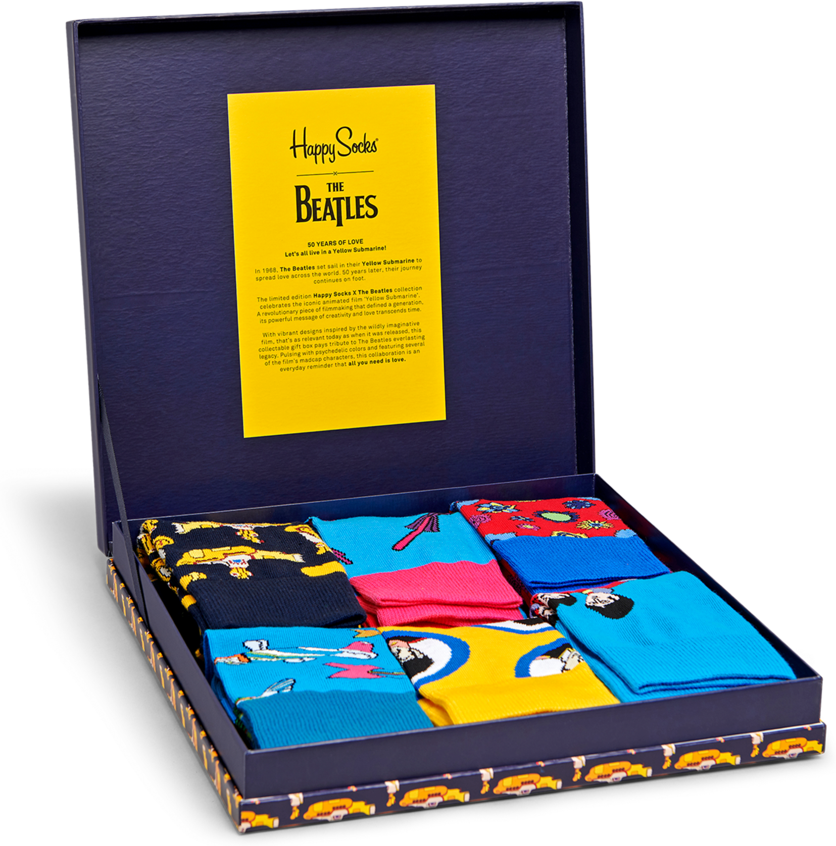 Happy Socks The Beatles Collector Box Set 6-pack - Blue - Unisex