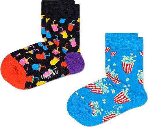 Happy Socks 2-Pack Kids Snack Sock - Black,Blue,Red - Kids