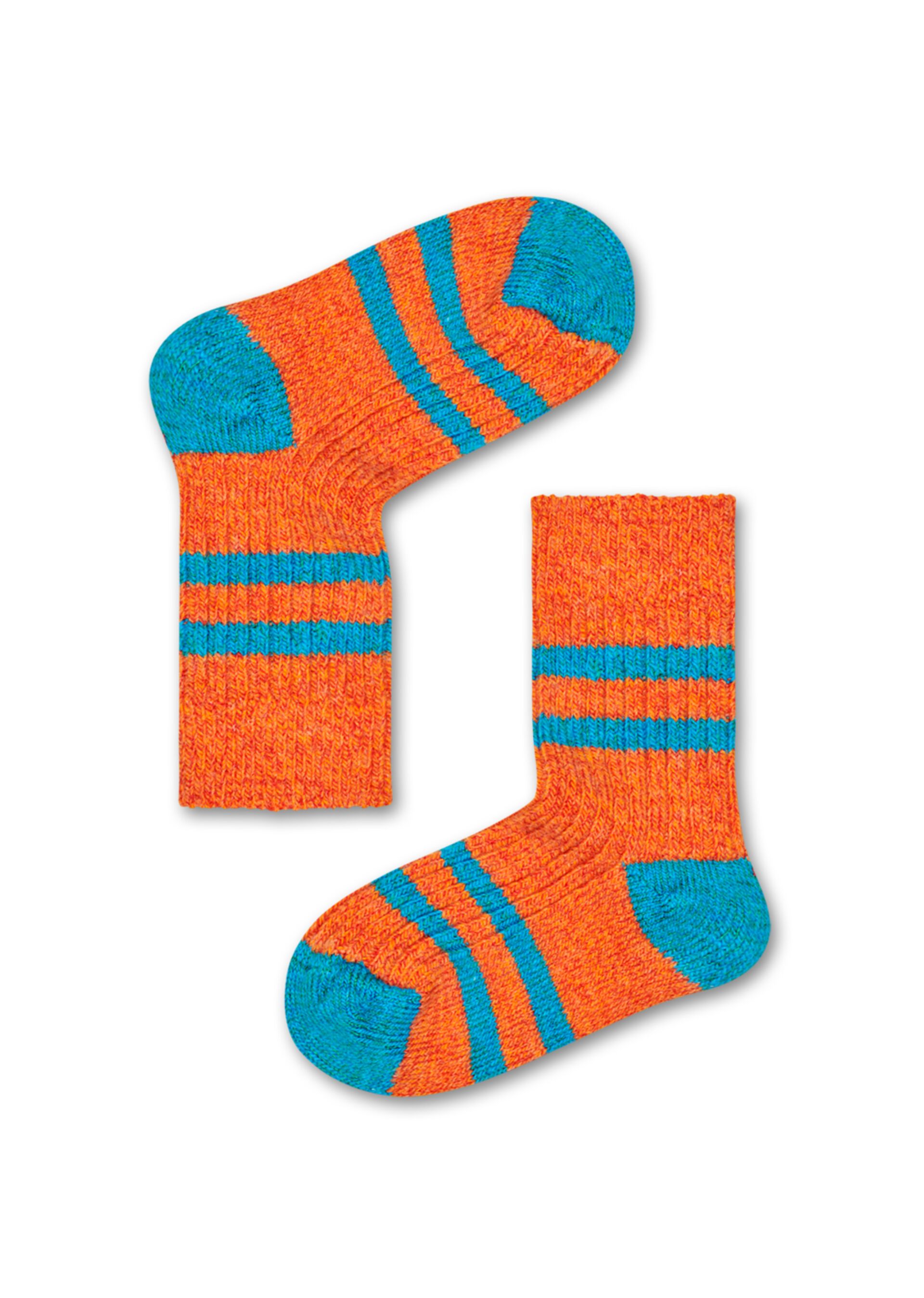 Happy Socks Kids Wool Stripe Rib Sock - Blue - Kids