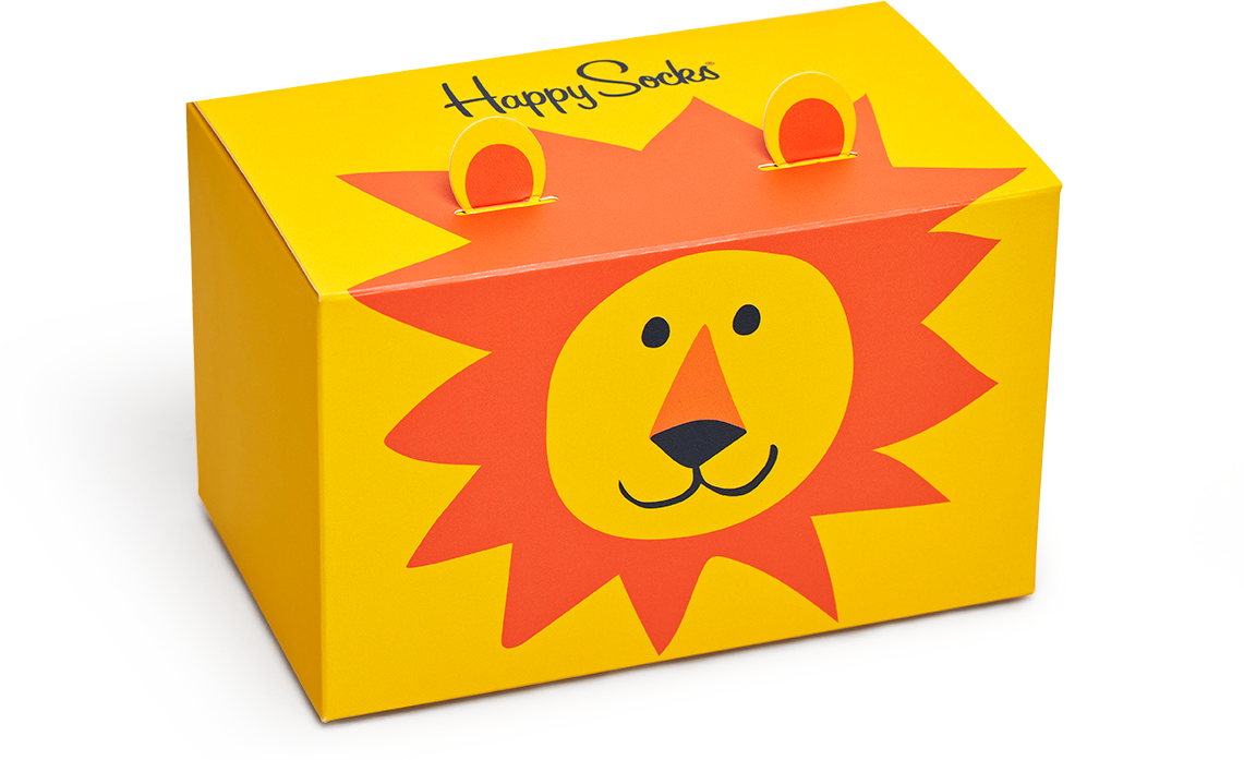 Happy Socks Kids Lion 2-pack Flat Pack - Yellow - Kids