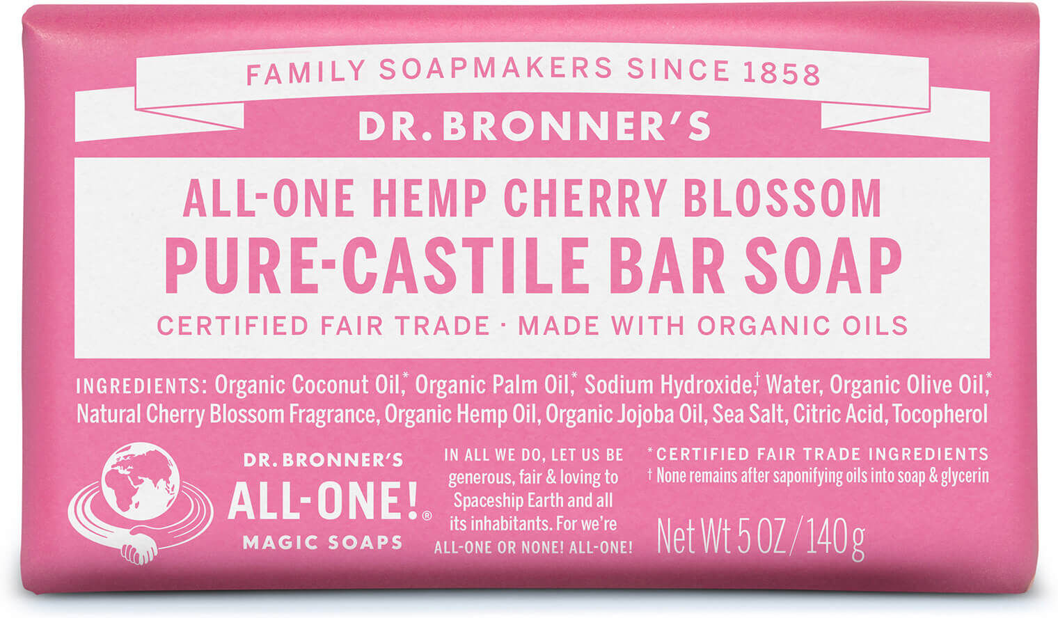 Dr. Bronner's Dr Bronner's Pure Castile Bar Soap Cherry Blossom 140g