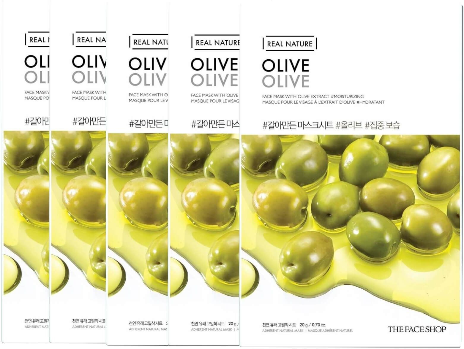 THE FACE SHOP Real Nature Sheet Mask - Olive (Pack of 5)