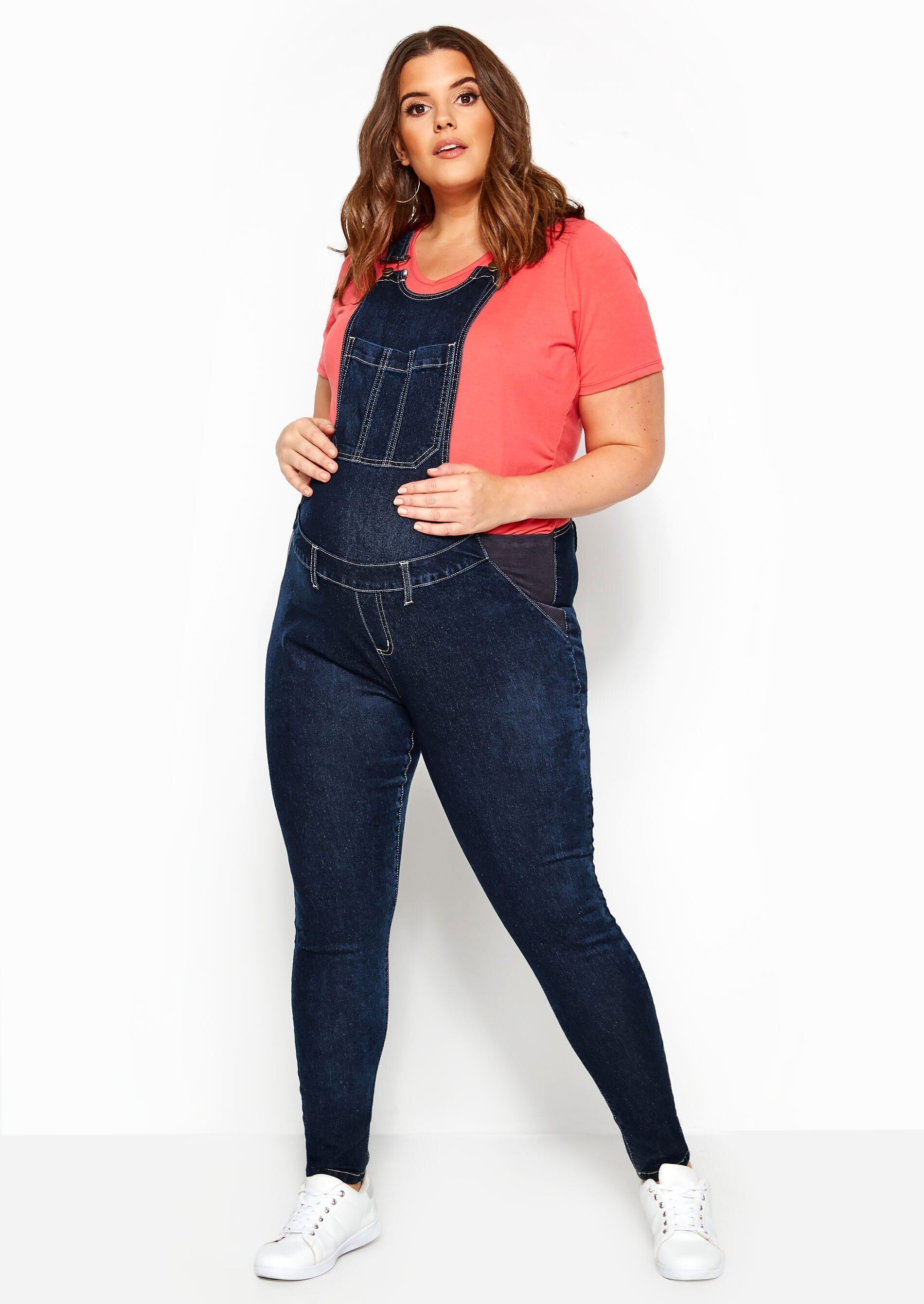 Yours Clothing Bump it up maternity blue denim dungarees