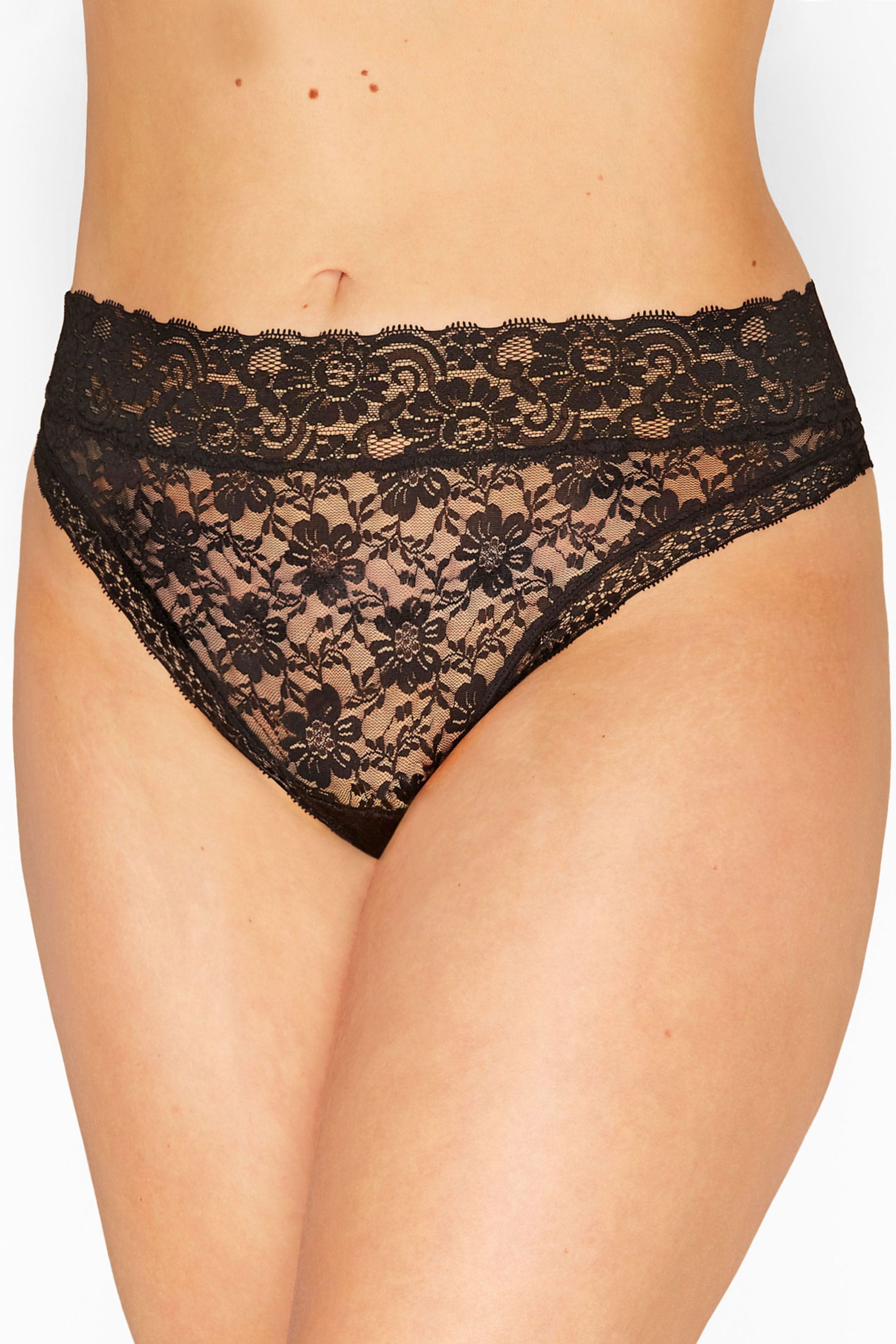 Yours Clothing Black lace thong