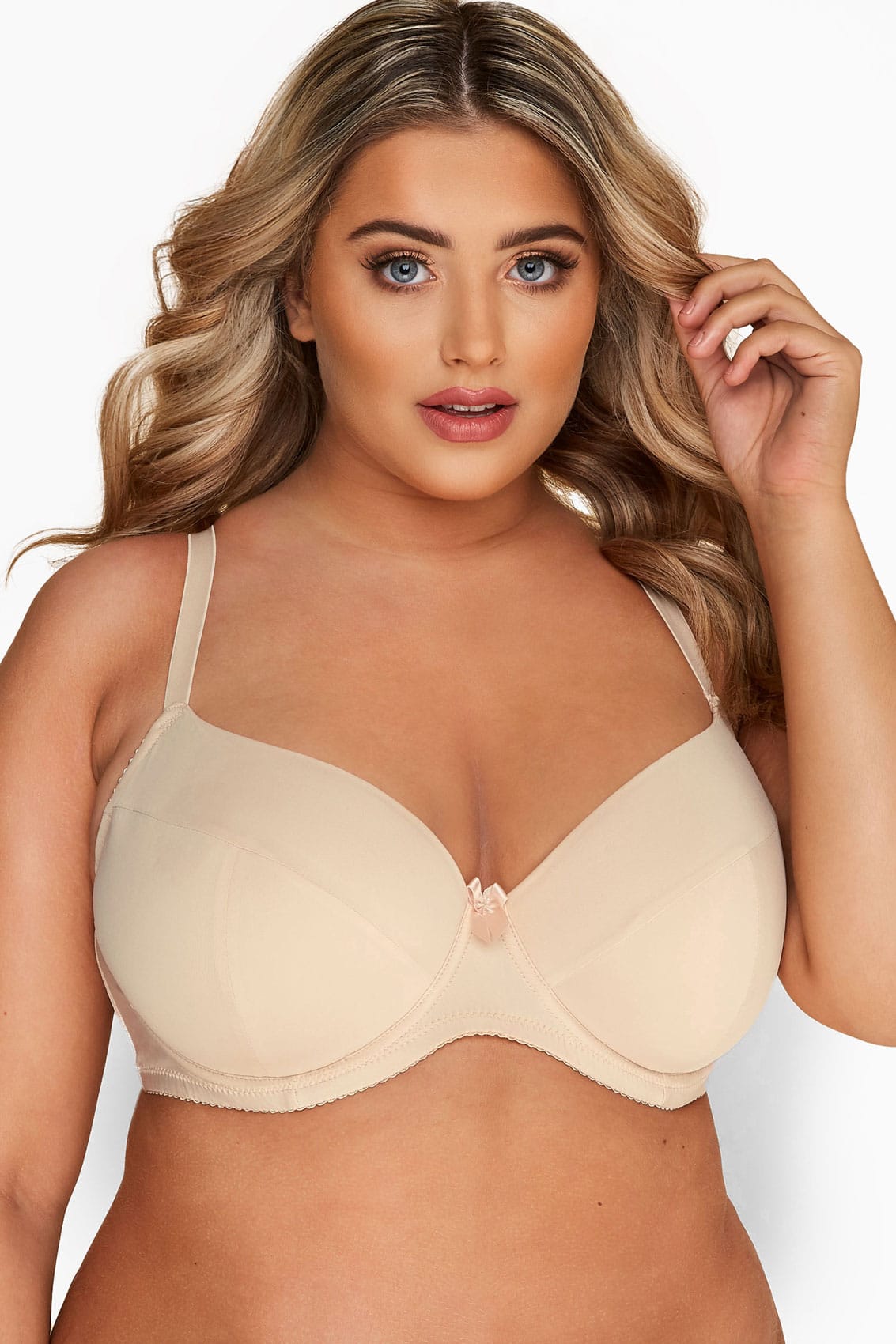 Yours Clothing Nude panelled underwired tshirt bra