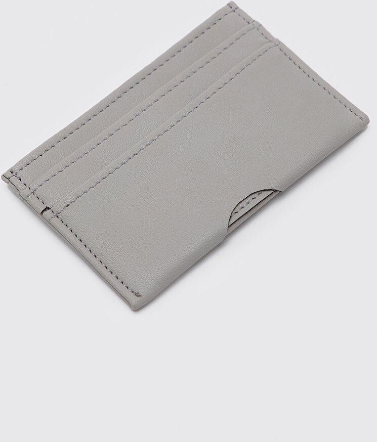 Boohoo Faux Leather Card Holder- Grey  - Size: ONE SIZE