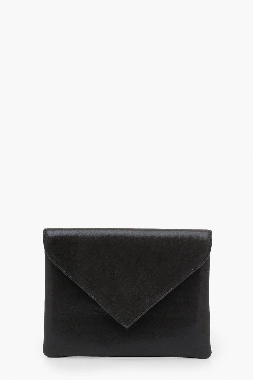 Boohoo Shimmer Envelope Clutch- Black  - Size: ONE SIZE