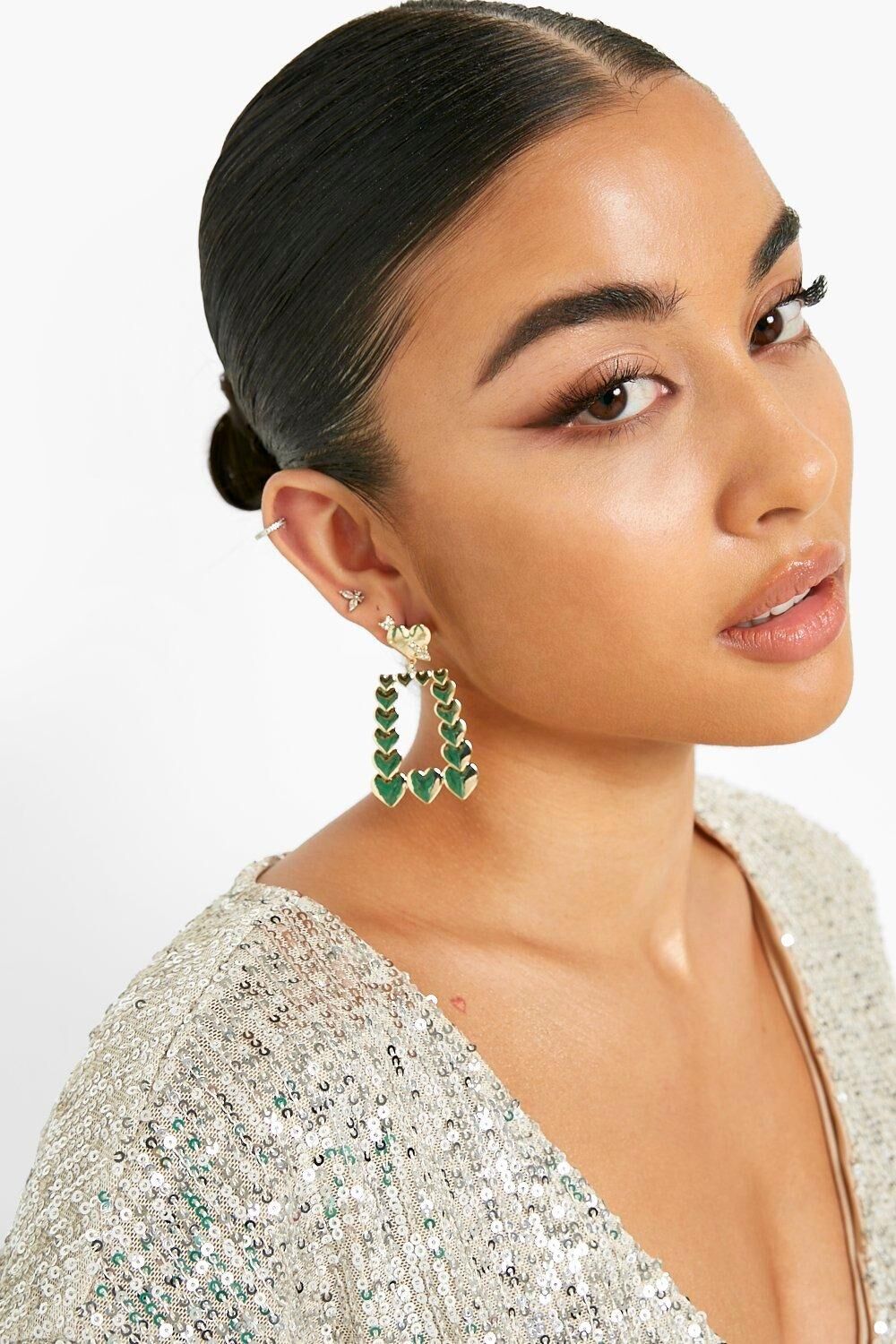 Boohoo Heart Door Knocker Statement Earrings- Gold  - Size: ONE SIZE