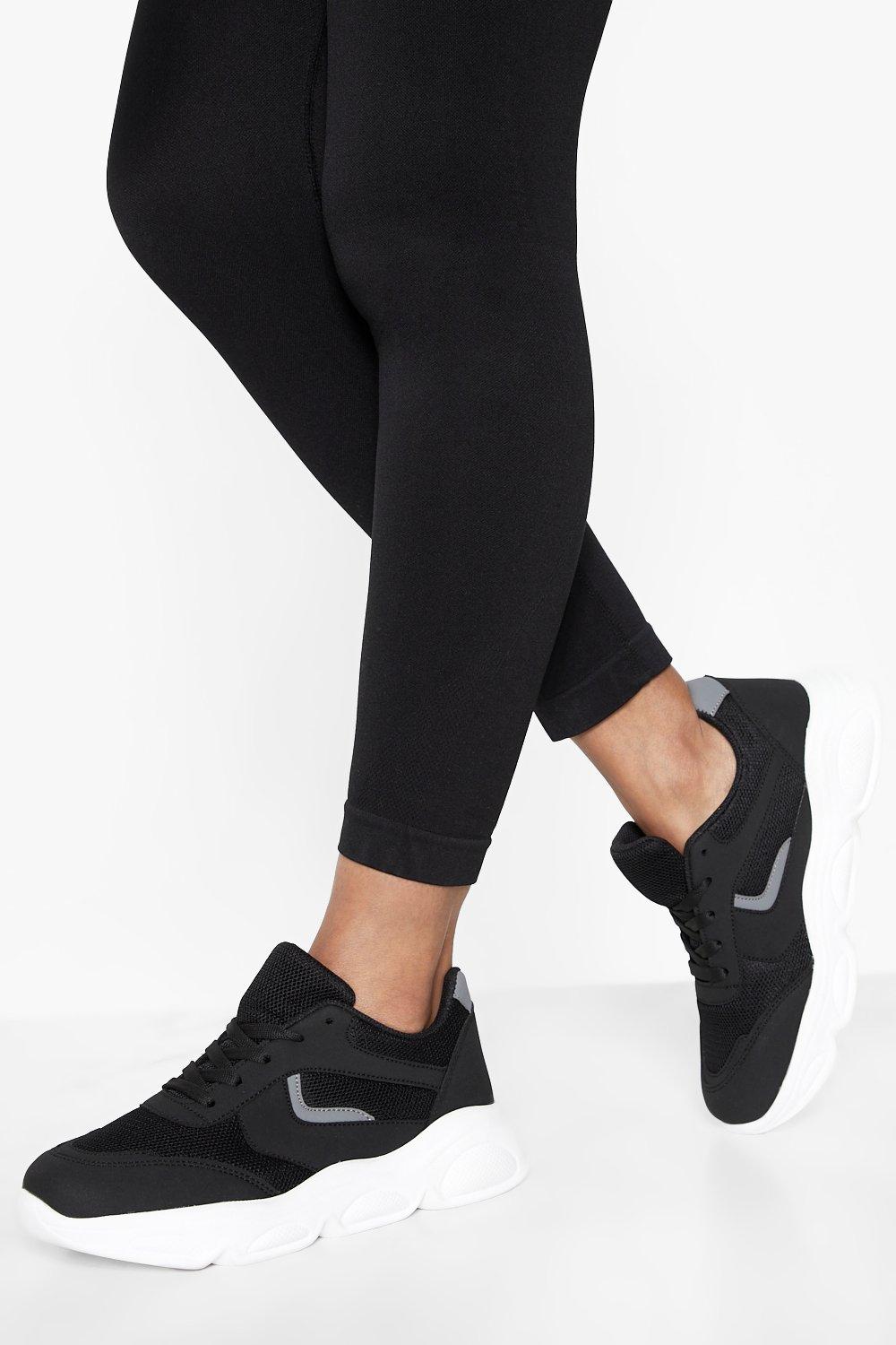 Boohoo Chunky Contrast Panel Trainer- Black  - Size: 9