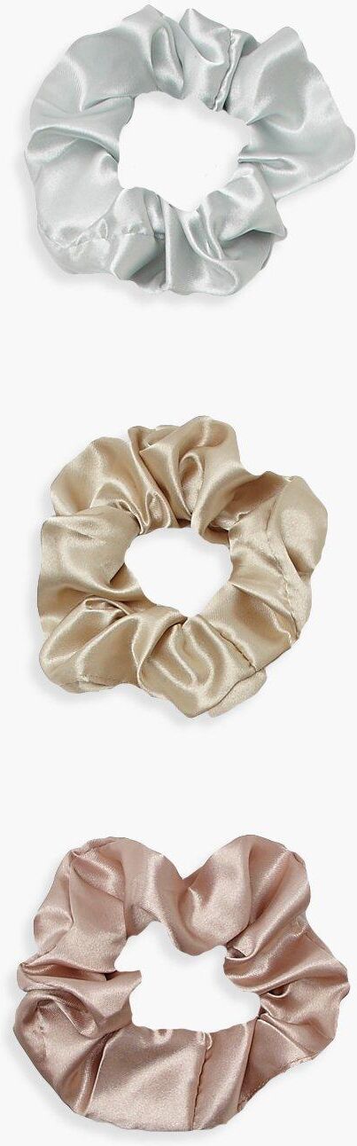 Boohoo Tonal 3 Pack Scrunchies- Green  - Size: ONE SIZE