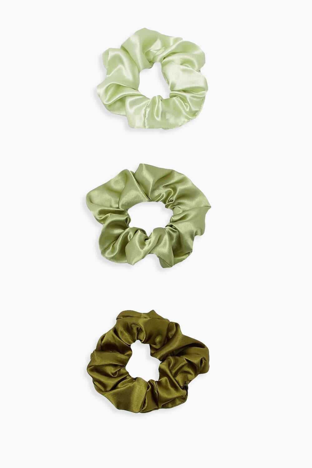 Boohoo Green 3 Pack Scrunchies  - Size: ONE SIZE