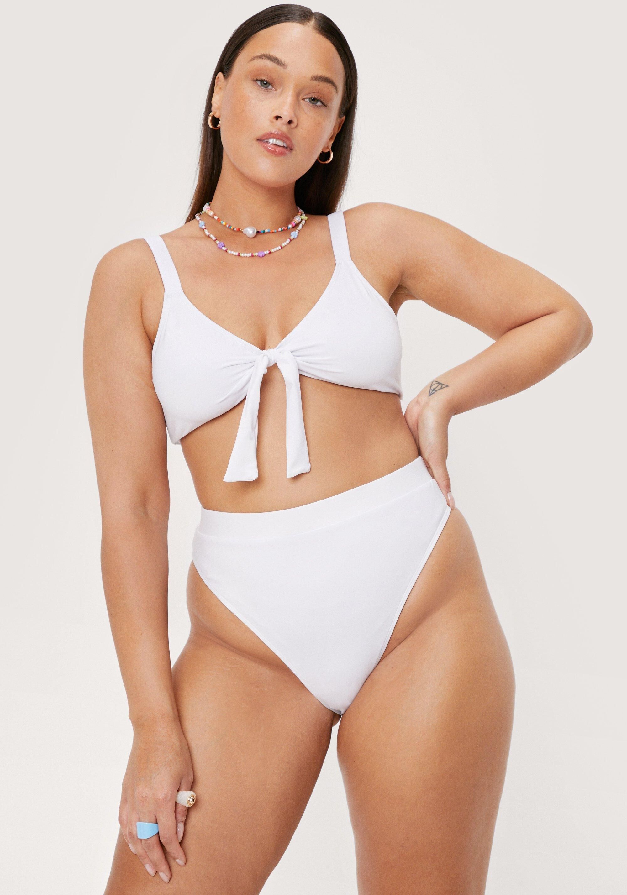 Nasty Gal Womens Recycled Knot Your Beach Plus Bikini Set - White - 22, White