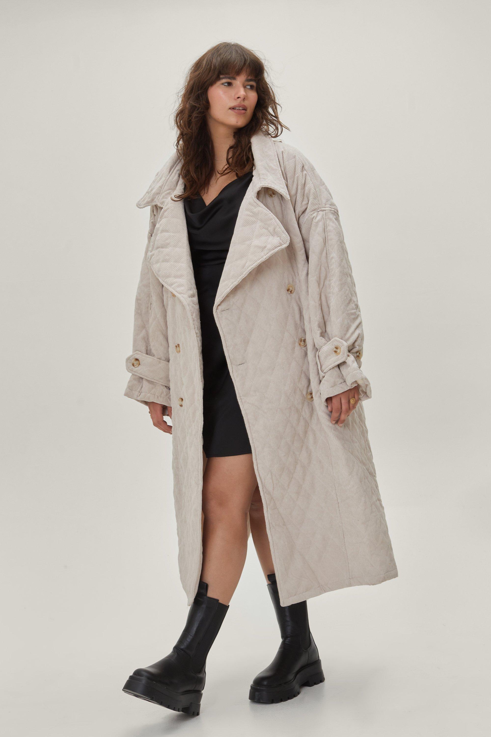 Nasty Gal Womens Plus Size Quilted Padded Trench Coat - White - 22, White