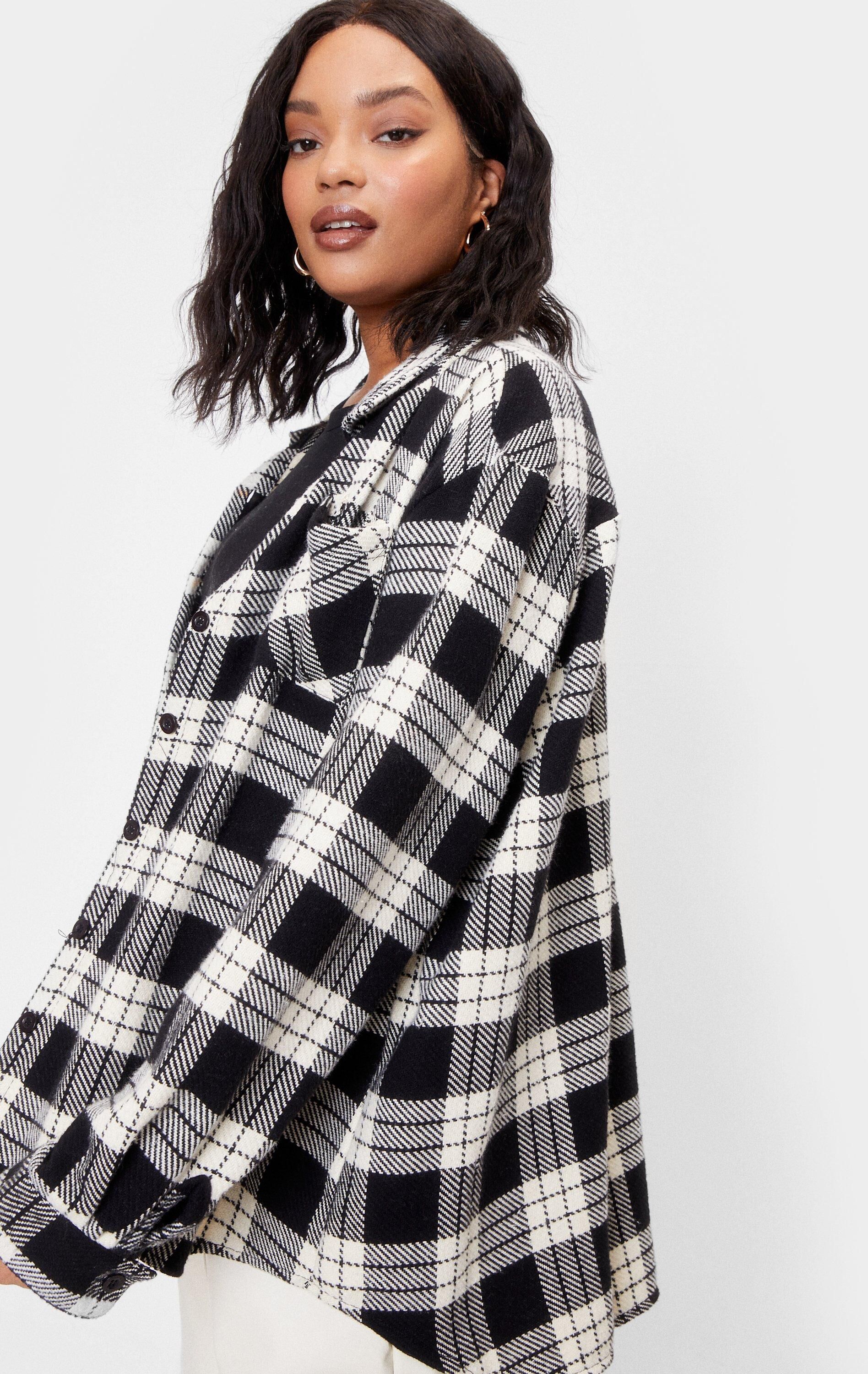 Nasty Gal Womens Plus Size Plaid Oversized Shirt - Black - 18, Black