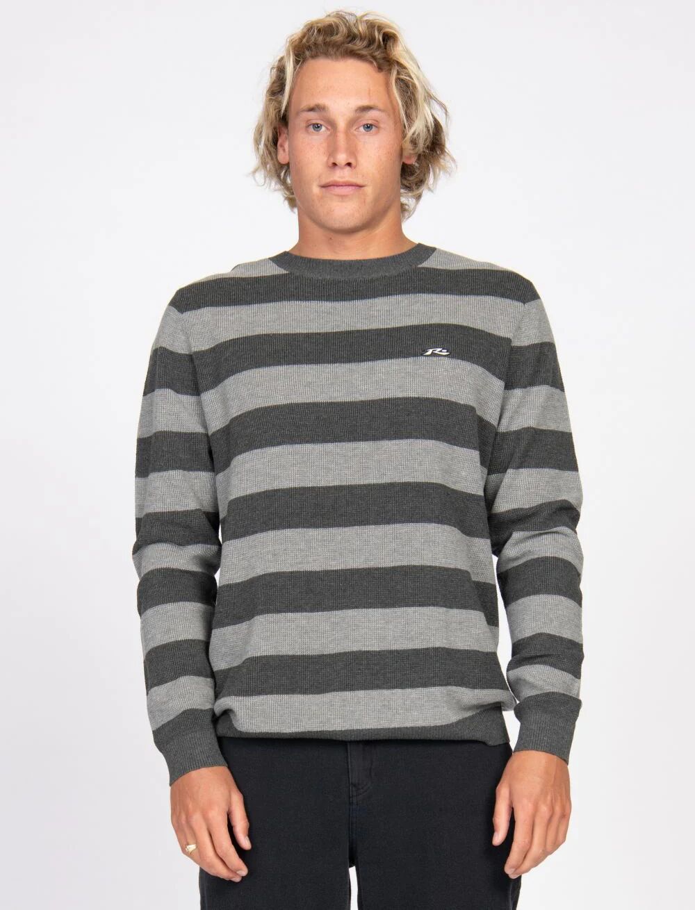 Rusty Cradle Stripe Crew Knit - Gull Rusty Australia, XL / Gull