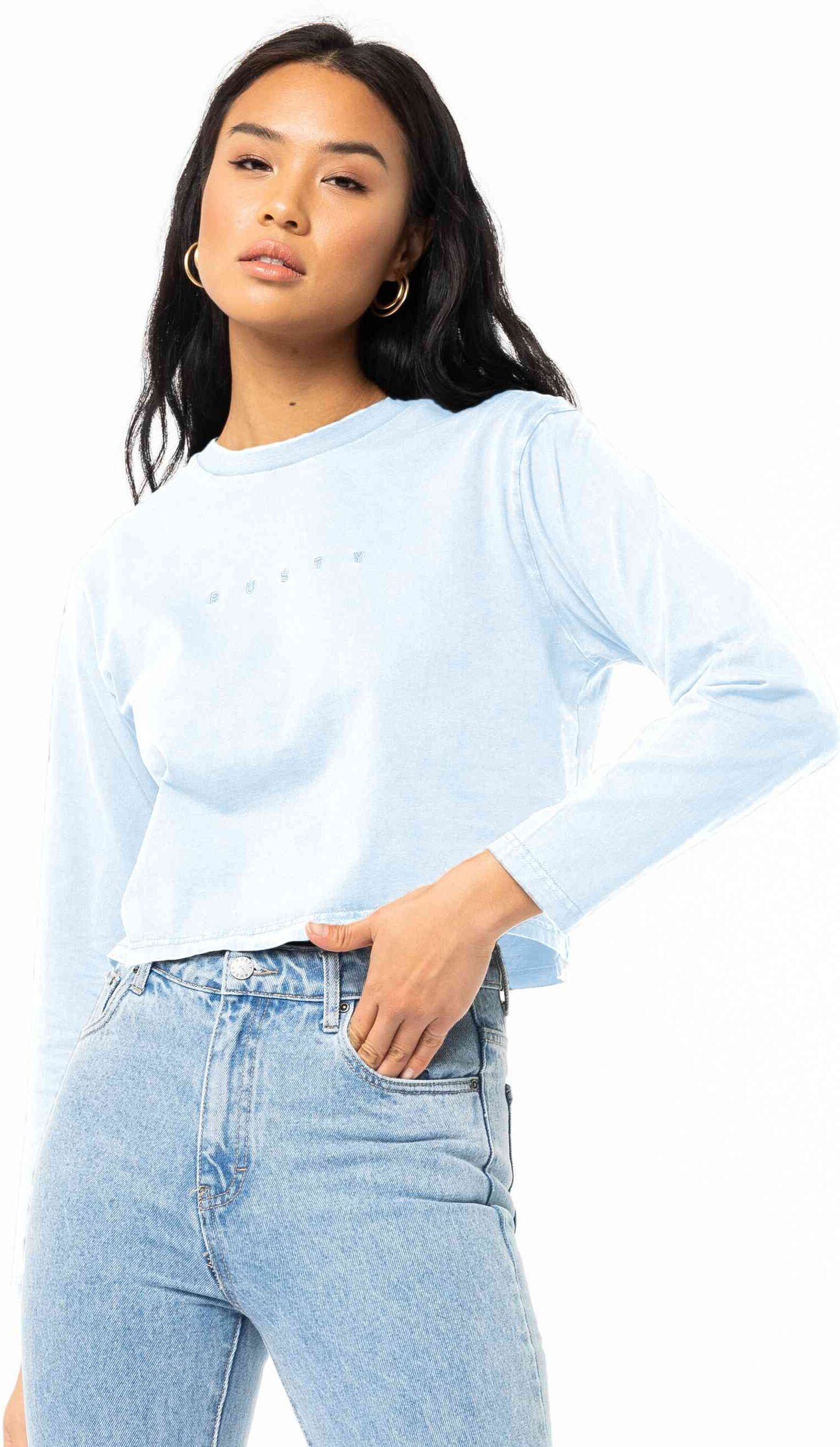 Rusty Essentials Ember Long Sleeve Tee - Ballard Blue Rusty Australia, 8 / Ballard Blue