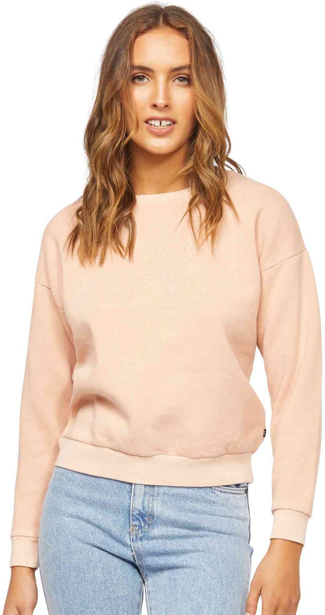 Rusty Essentials Ember Crew Neck Fleece - Rose Cloud Rusty Australia, 6 / Rose Cloud