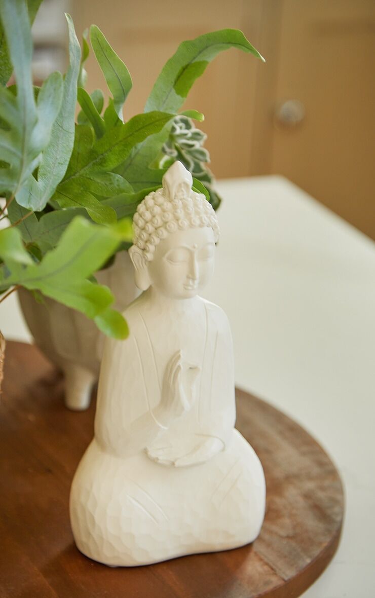 PrettyLittleThing Cream Sitting Buddha Ornament  - Cream - Size: One Size