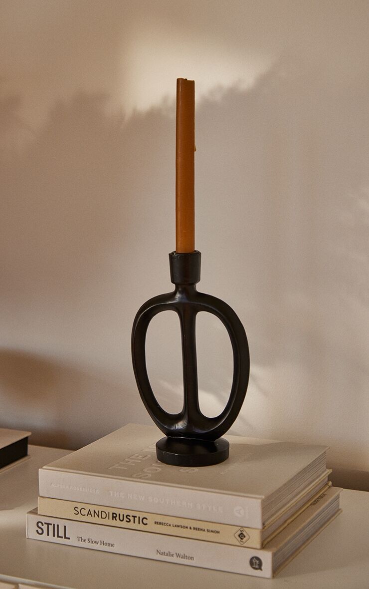 PrettyLittleThing Black Tall Candlestick Holder  - Black - Size: One Size