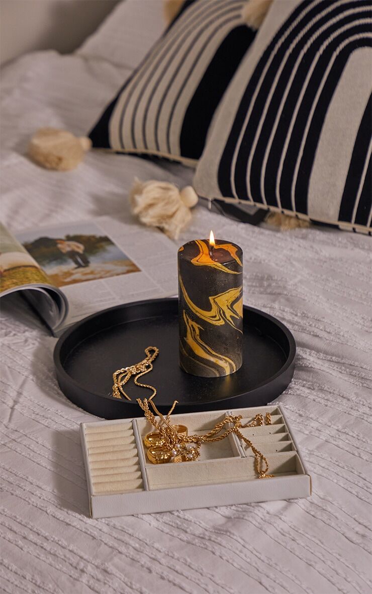 PrettyLittleThing Gold Marble Candle  - Gold - Size: One Size