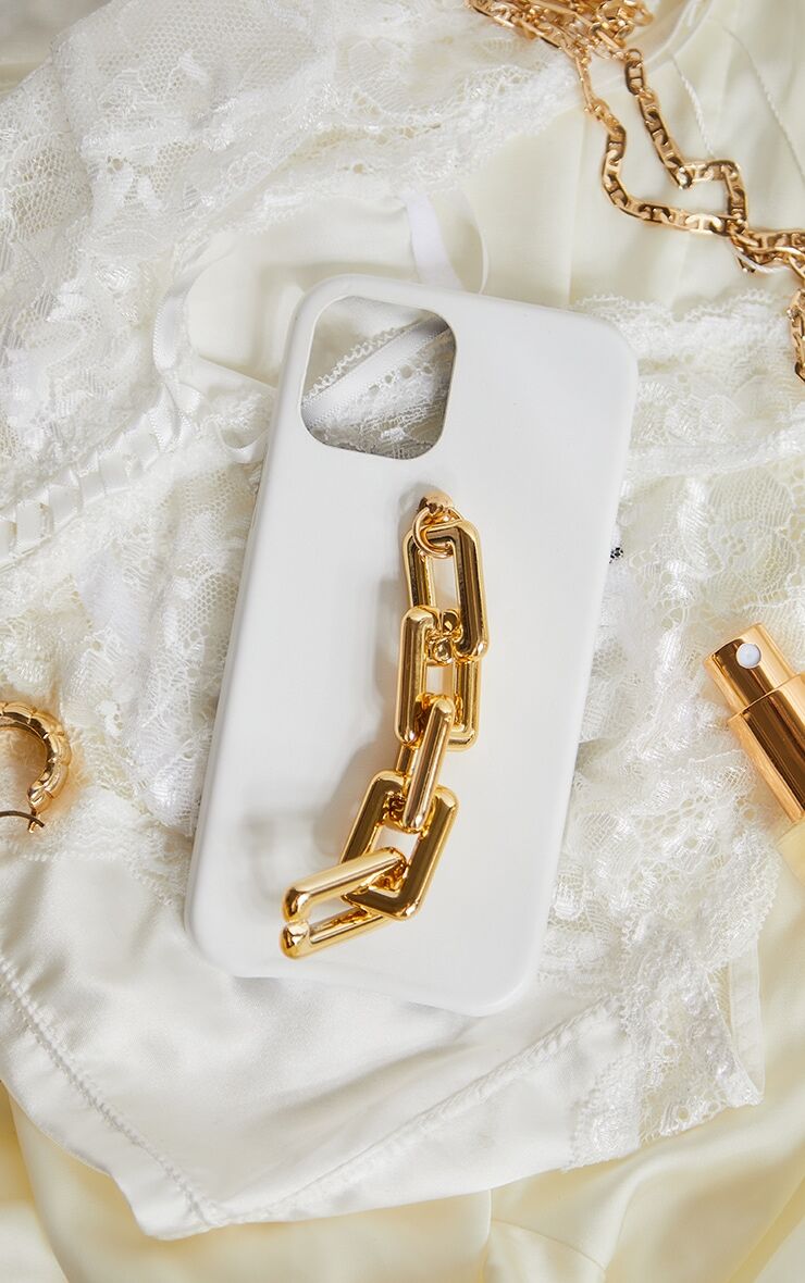 PrettyLittleThing Cream Chain Detail Iphone 12 Case  - Cream - Size: One Size