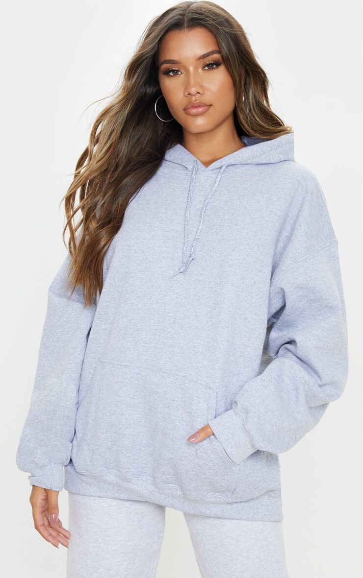 PrettyLittleThing Recycled Grey Marl Oversized Sweat Hoodie  - Grey Marl - Size: Extra Small