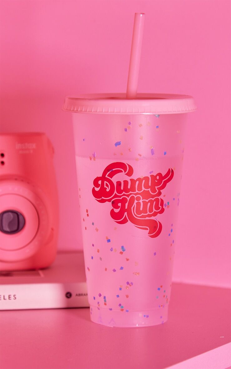 PrettyLittleThing Dump Him Confetti Sippy Cup  - Pink - Size: One Size