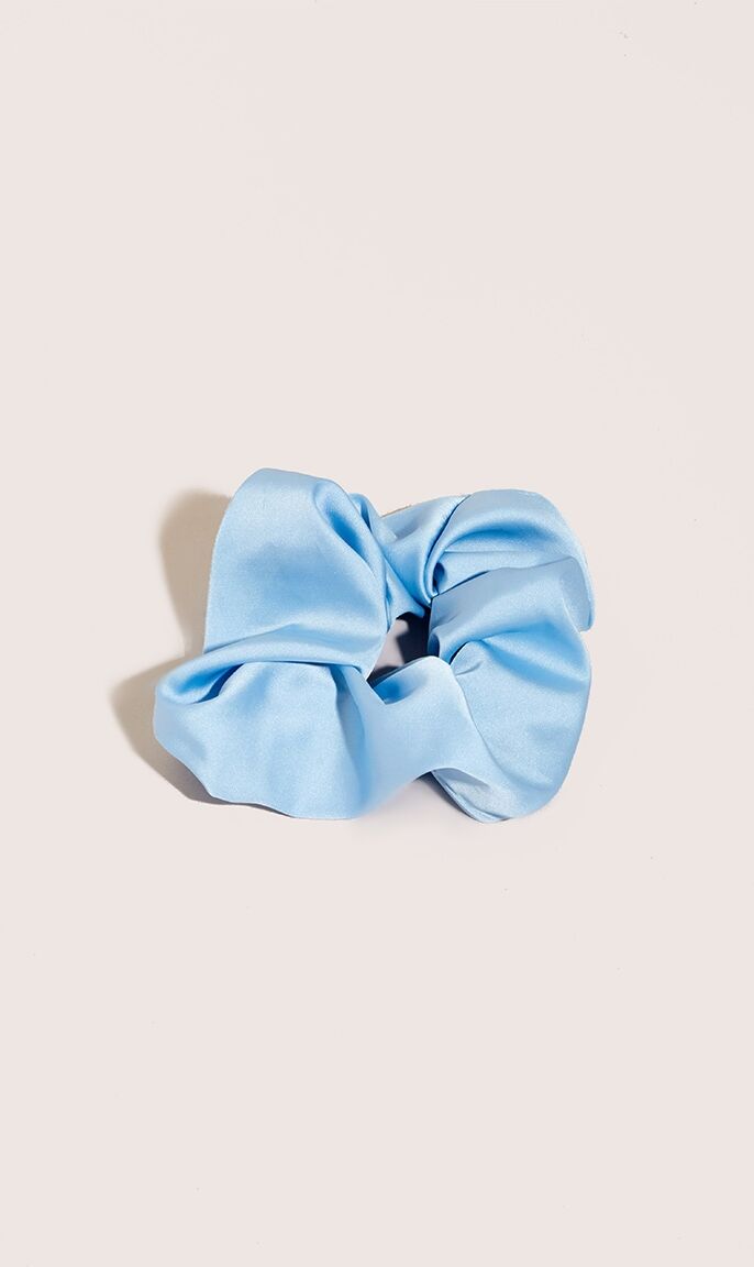 PrettyLittleThing Blue Satin Scrunchie  - Blue - Size: One Size