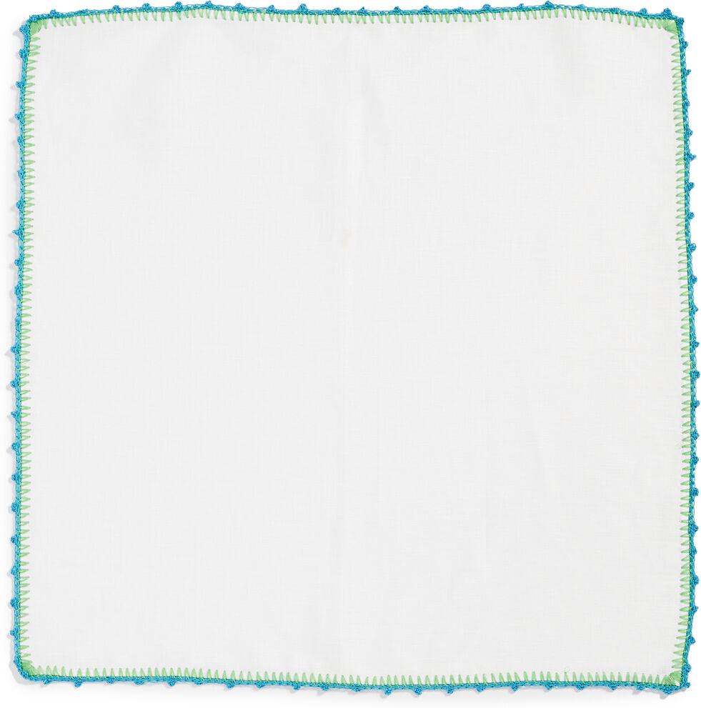 Kim Seybert Set of 4 Knotted Edge Napkins White/Turquoise/Green One Size    size: