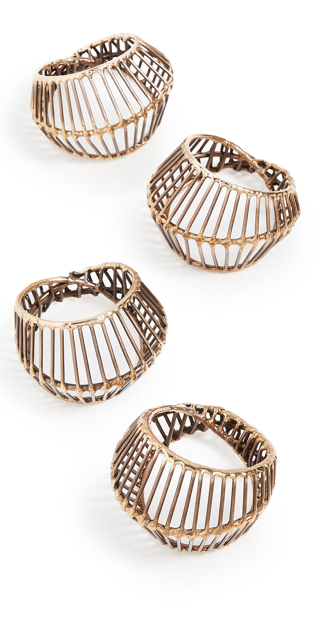 Kim Seybert Cage Napkin Ring (Set of 4) Gold/Black One Size    size: