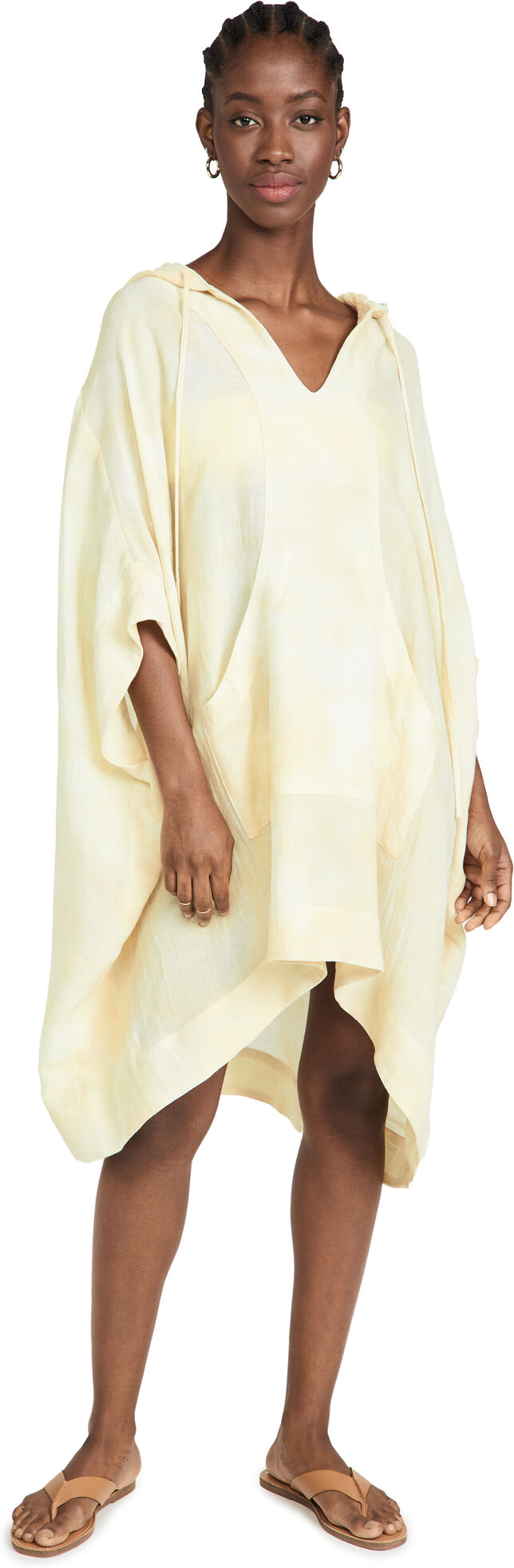 Lisa Marie Fernandez Tie Dye Hooded Caftan Butter Yellow Tie Dye Cotton 0  Butter Yellow Tie Dye Cotton  size:0