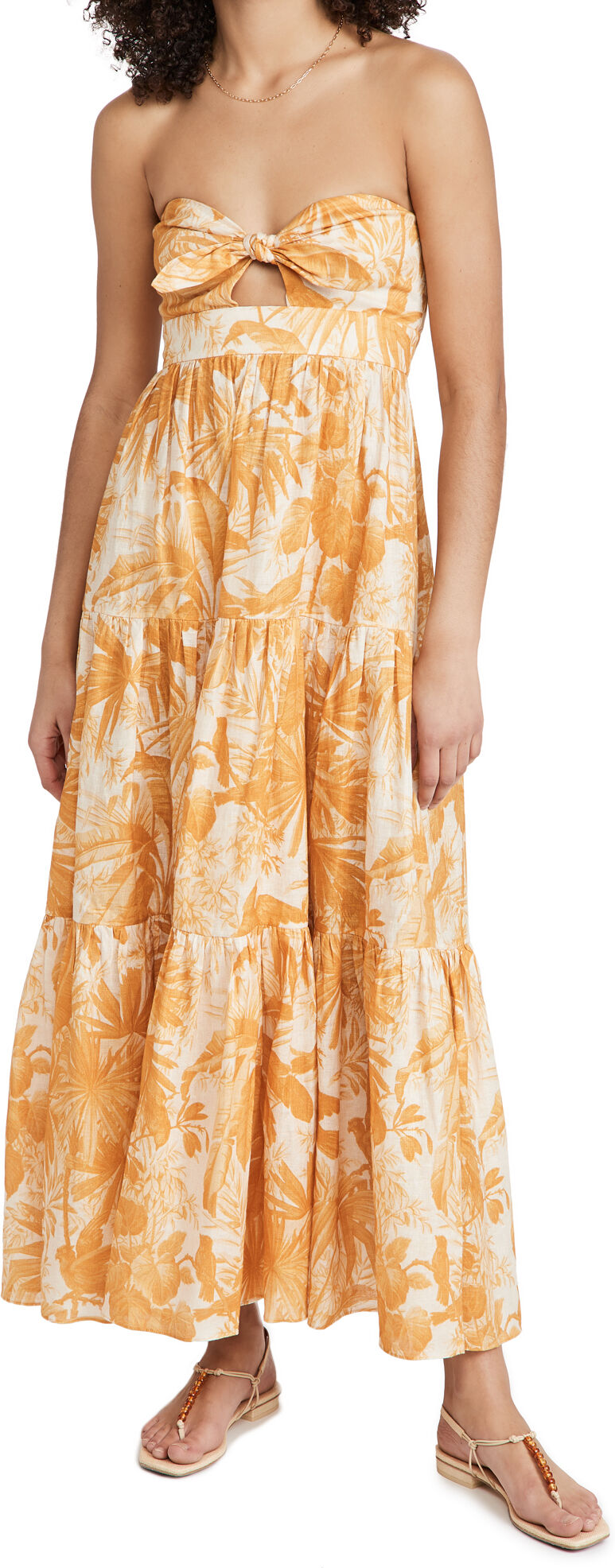 Zimmermann Mae Tie Midi Dress Amber Palm 3  Amber Palm  size:3