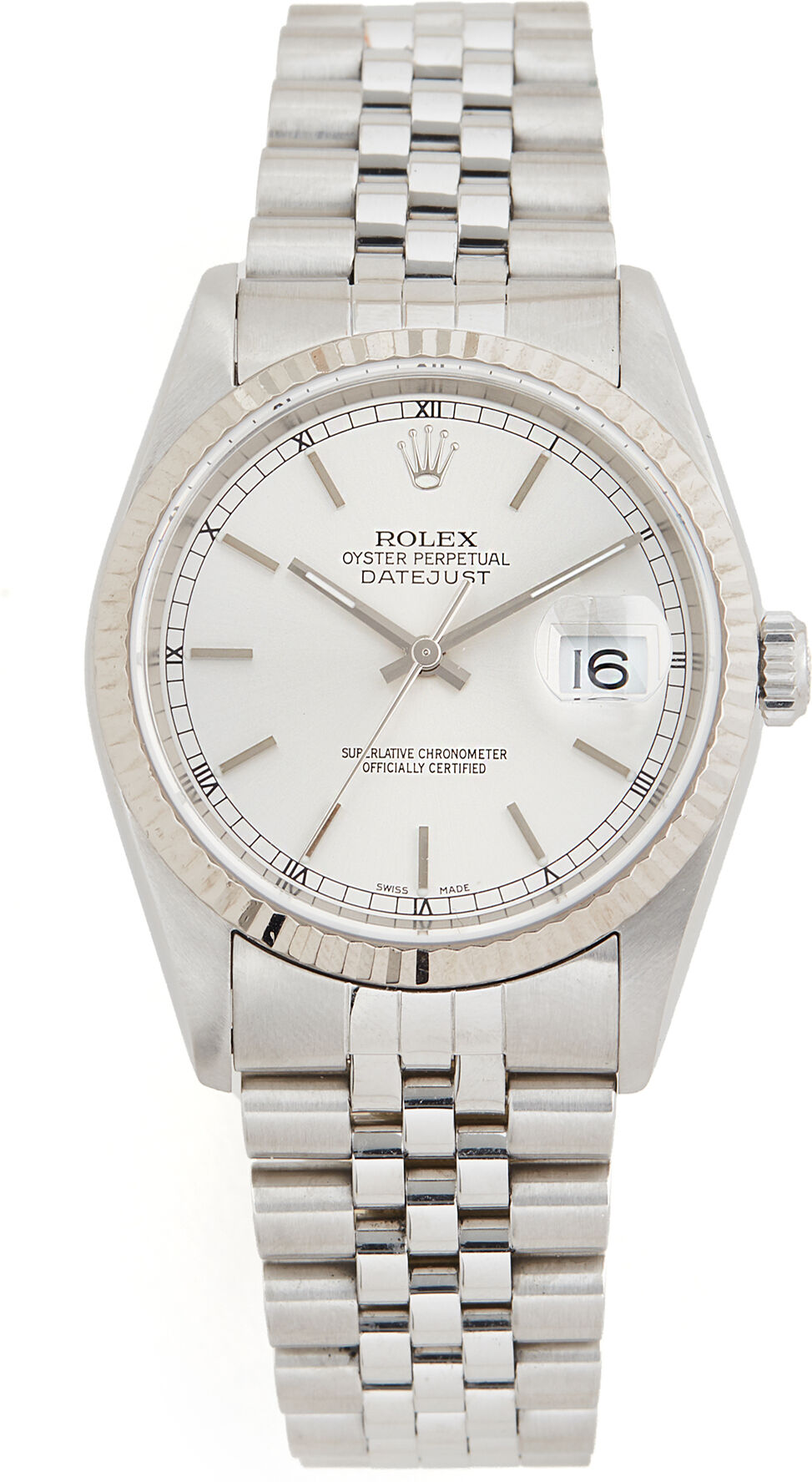 Pre-Owned Rolex Gents Rolex Silver Stick Dial, Fluted Bezel, Jubilee Band Silver/Gold One Size  Silver/Gold  size:One Size