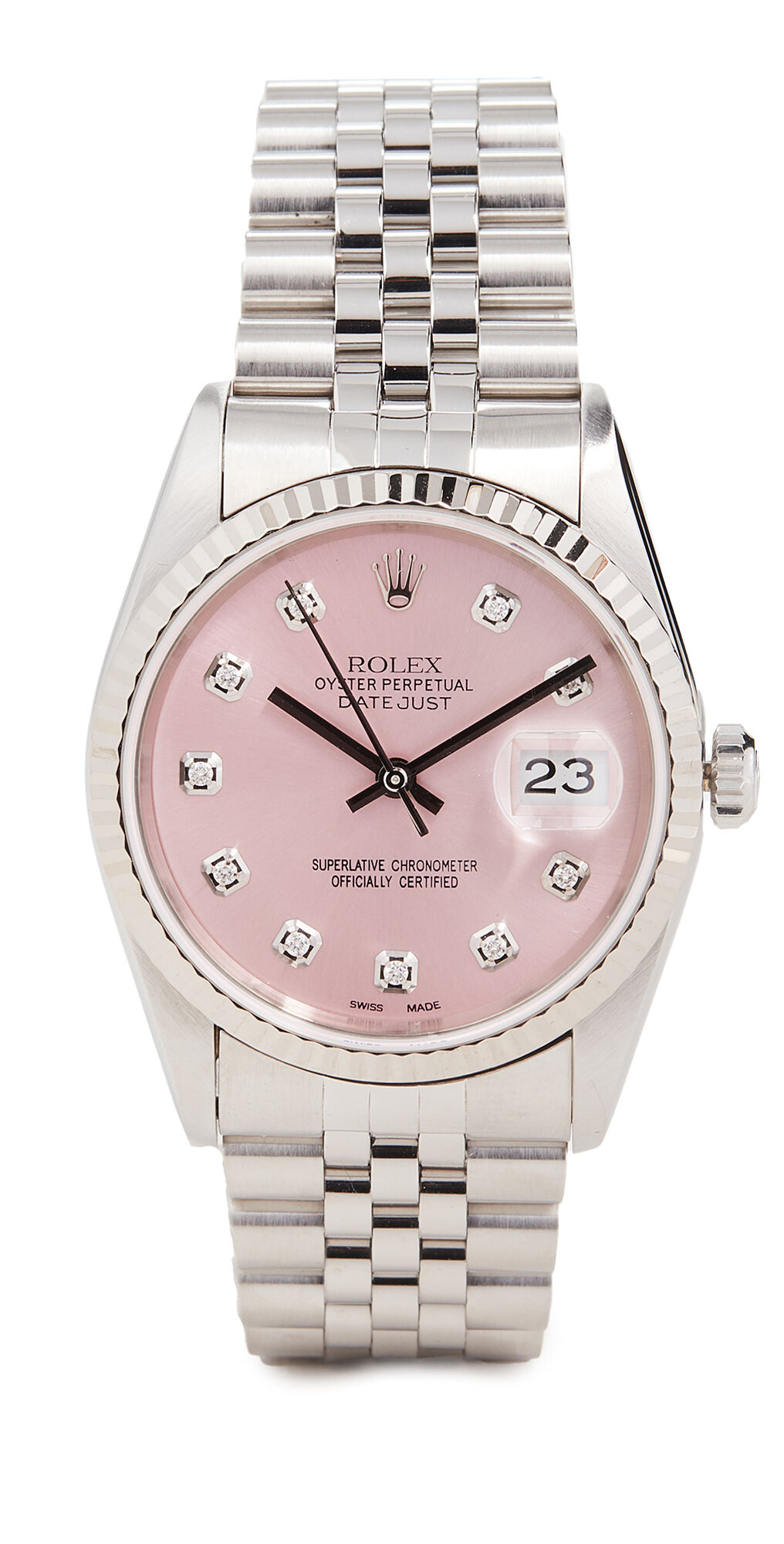 Pre-Owned Rolex 36mm Gents Rolex Date Watch Silver/Pink One Size  Silver/Pink  size:One Size