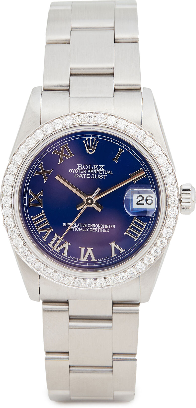 Pre-Owned Rolex Mid Size 31mm Rolex Date Just Blue Silver/Blue One Size  Silver/Blue  size:One Size