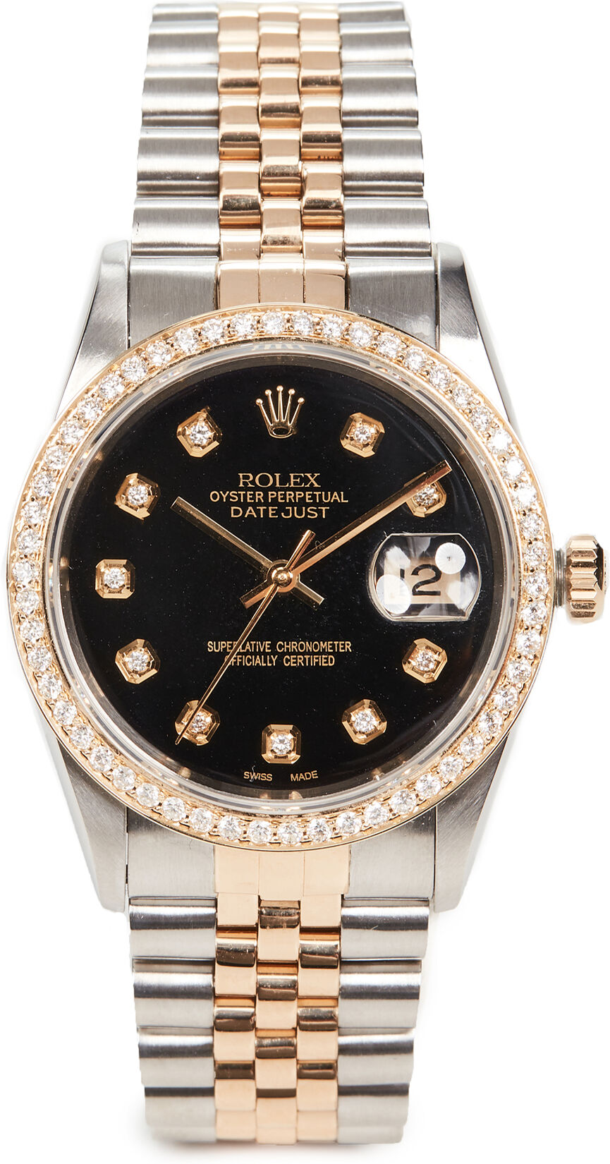 Pre-Owned Rolex 36mm Gents Tt Rolex Datejust Black Diamond Yellow/Black One Size  Yellow/Black  size:One Size