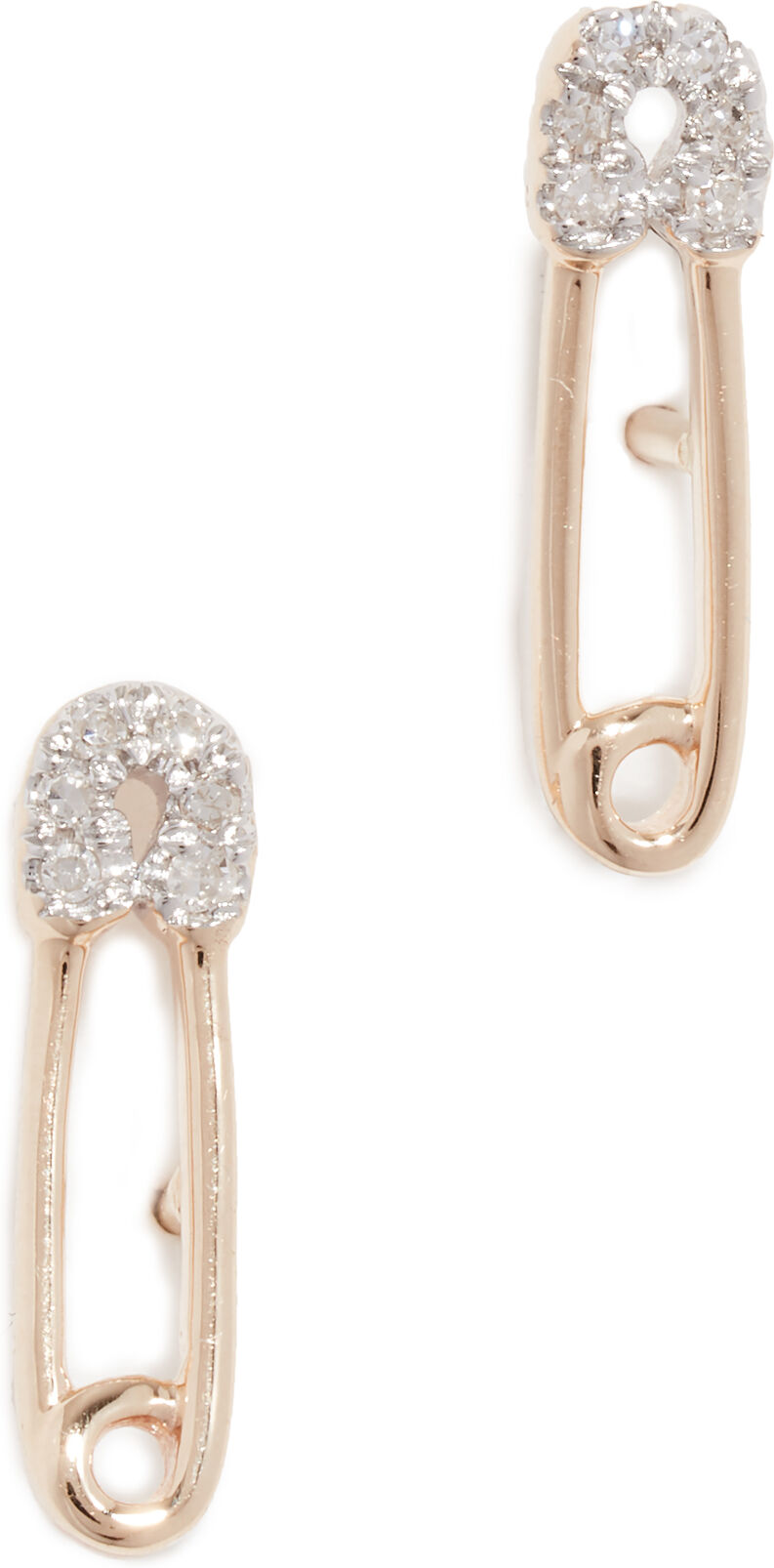 Adina Reyter 14k Diamond Safety Pin Post Earrings Yellow Gold One Size  Yellow Gold  size:One Size