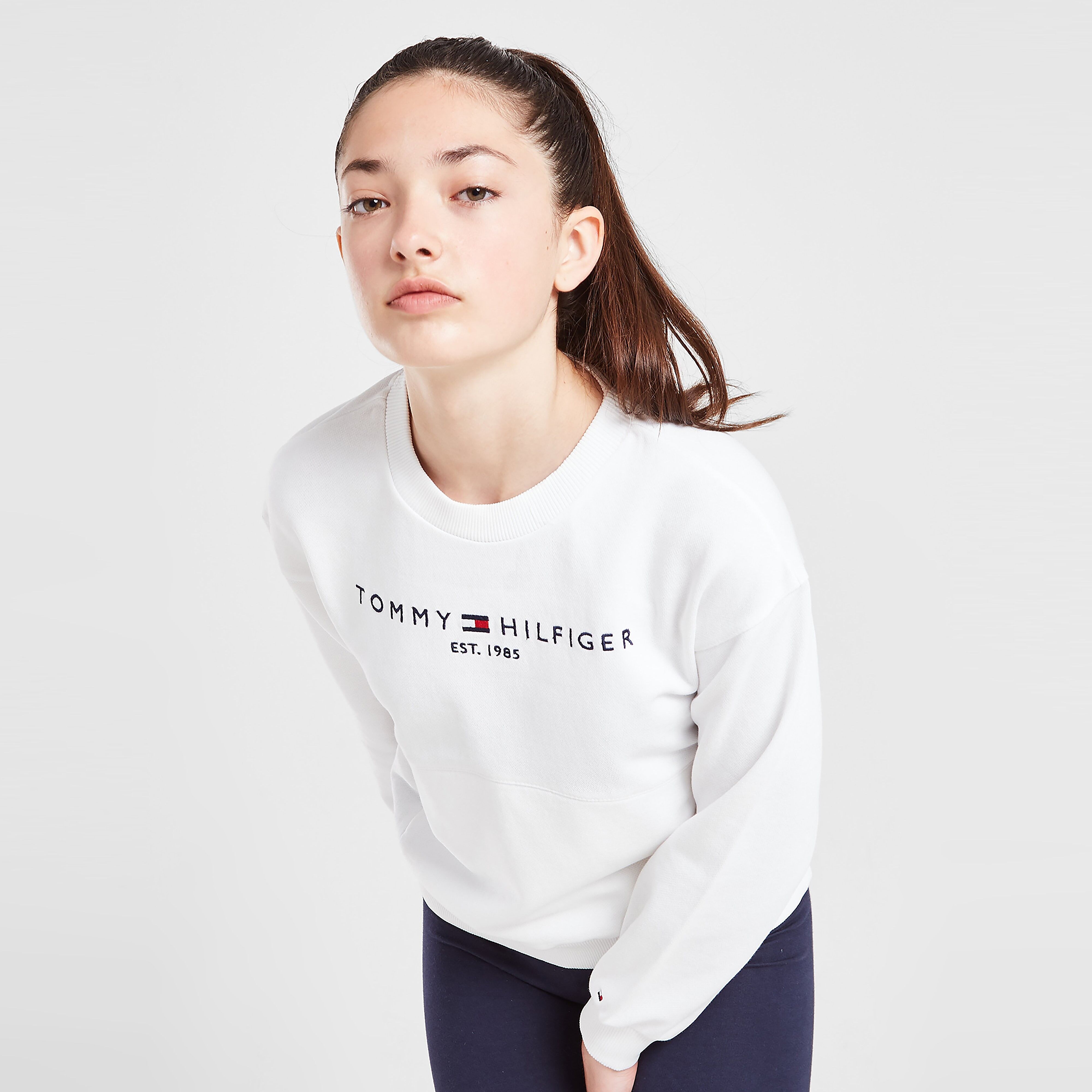 Tommy Hilfiger Girls' Essential Sweatshirt Junior - White - Kids  size: 12Y