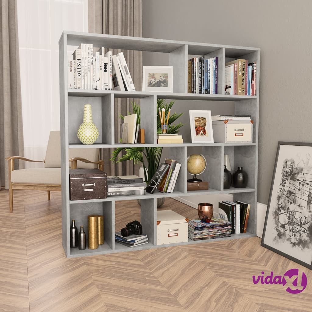 vidaXL Room Divider/Book Cabinet Concrete Grey 110x24x110 cm Chipboard