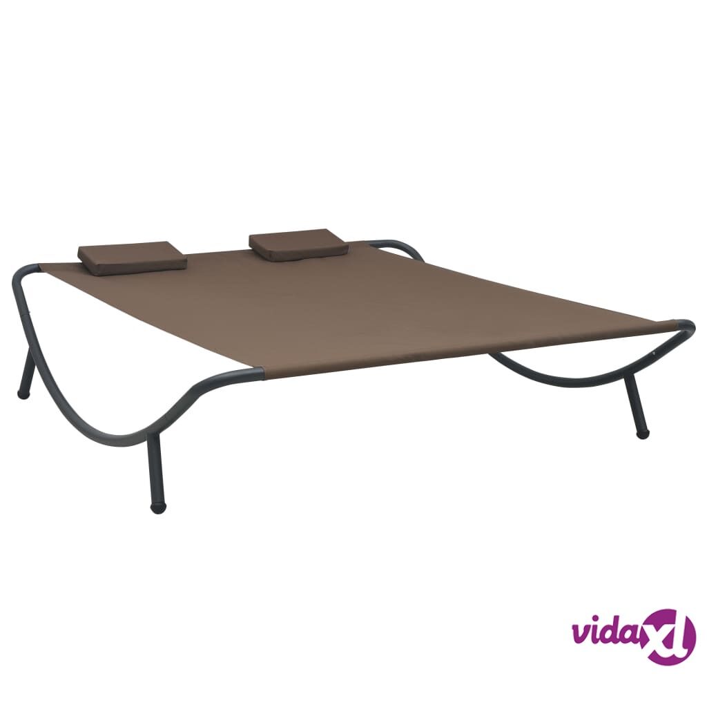 vidaXL Outdoor Lounge Bed Fabric Brown