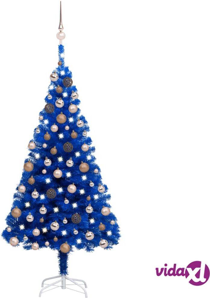 vidaXL Artificial Christmas Tree with LEDs&Ball Set Blue 180 cm PVC