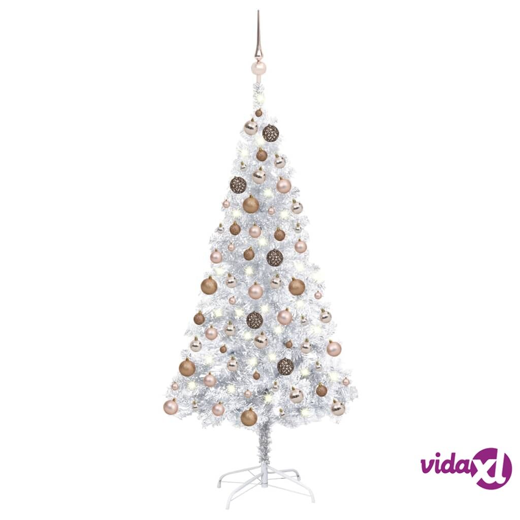 vidaXL Artificial Christmas Tree with LEDs&Ball Set Silver 120 cm PET