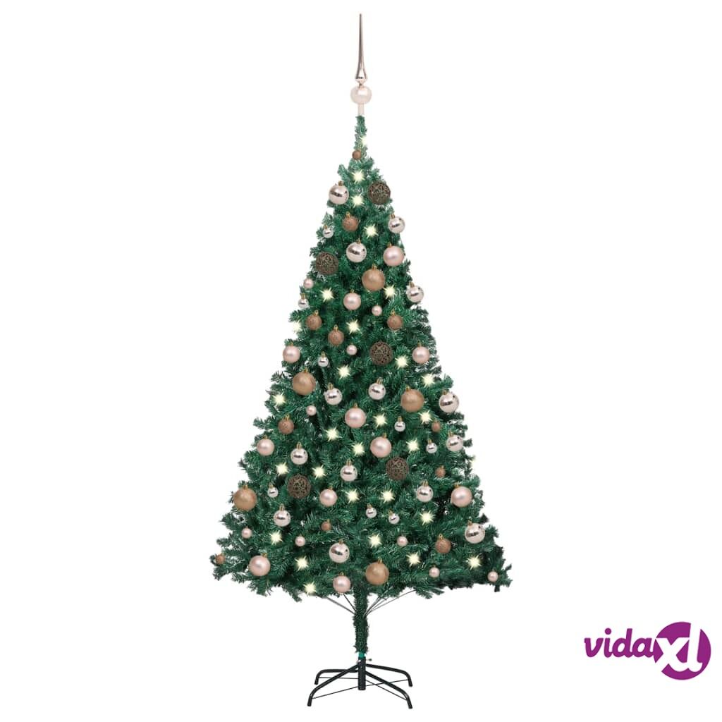 vidaXL Artificial Christmas Tree with LEDs&Ball Set Green 180 cm PVC