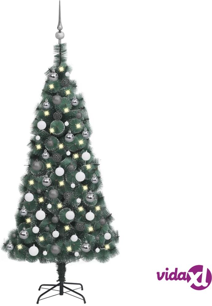 vidaXL Artificial Christmas Tree LEDs&Ball Set Green 120 cm PVC&PE