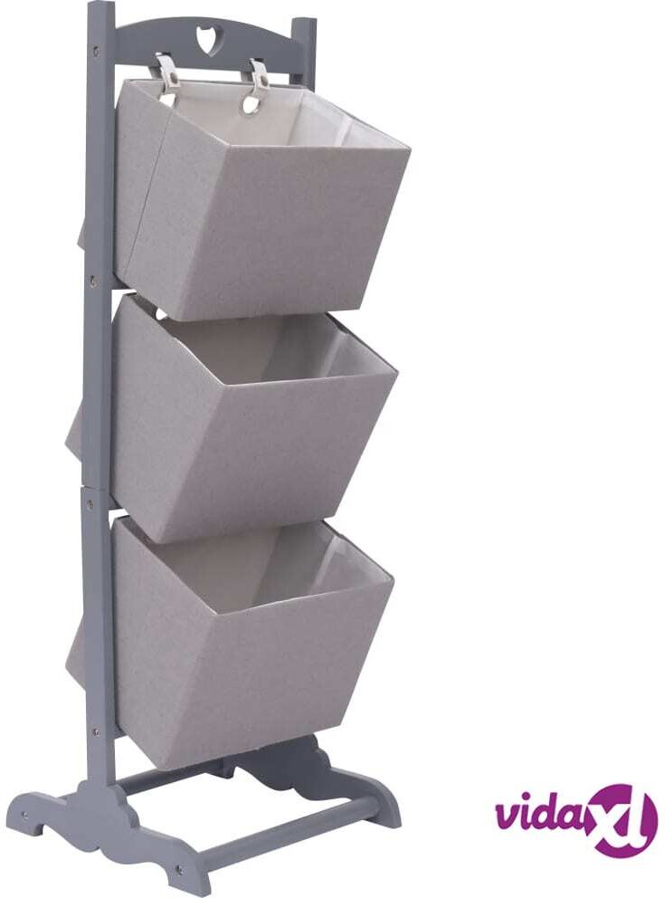 vidaXL 3-Layer Basket Rack Dark Grey 35x35x102 cm Wood