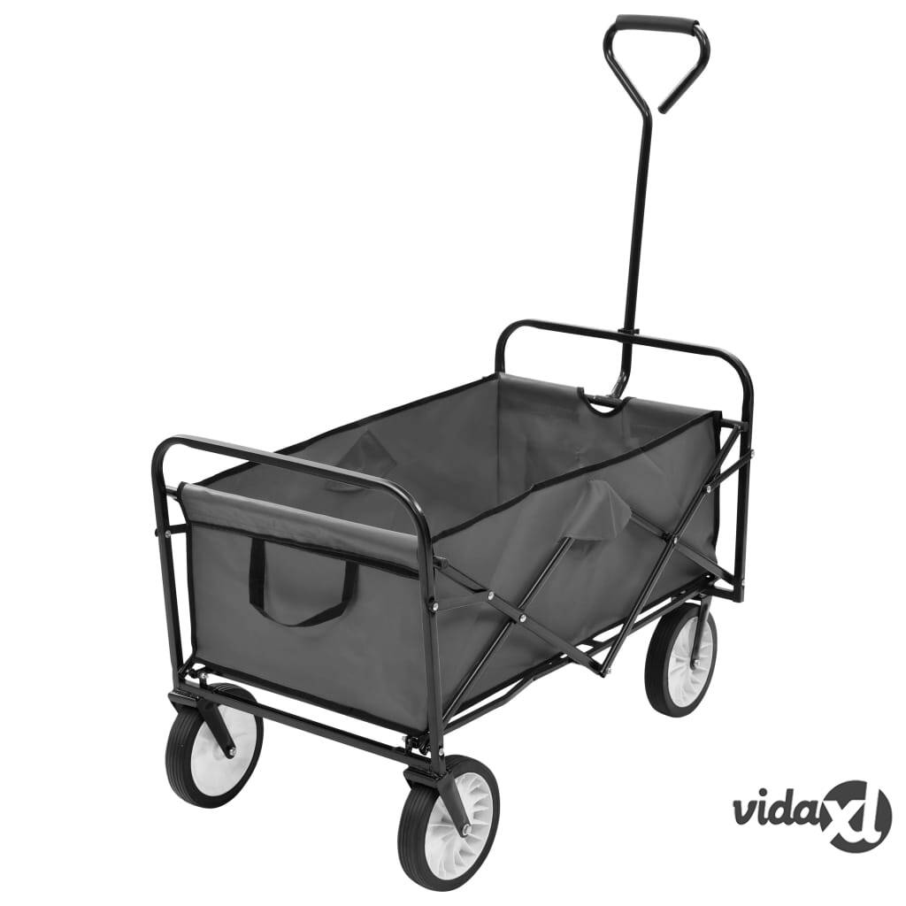 vidaXL Folding Hand Trolley Steel Grey