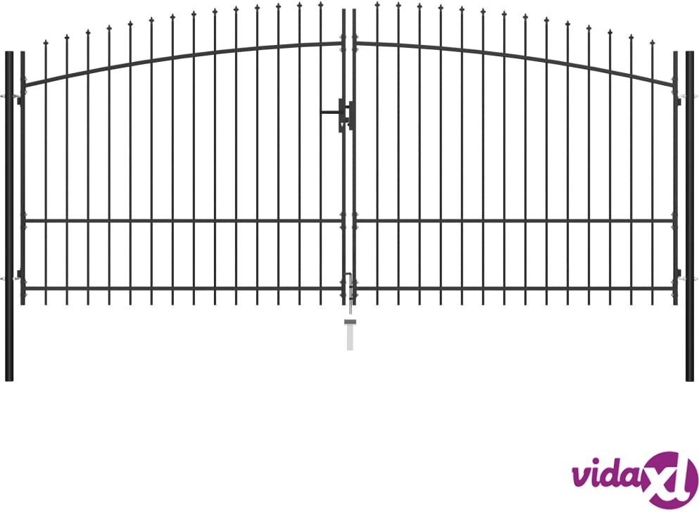 vidaXL Double Door Fence Gate with Spear Top 400x225 cm