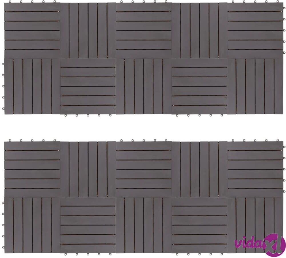 vidaXL Decking Tiles 20 pcs Grey Wash 30x30 cm Solid Acacia Wood